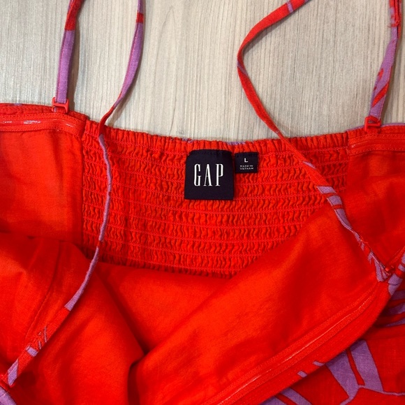 Gap Linen-Blend Midi Dress in Purple Lilac and Red Coral Floral - Picture 8 of 11